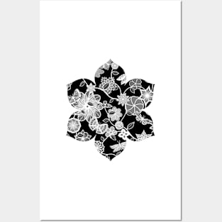 Butterfly Garden - White on Black Posters and Art